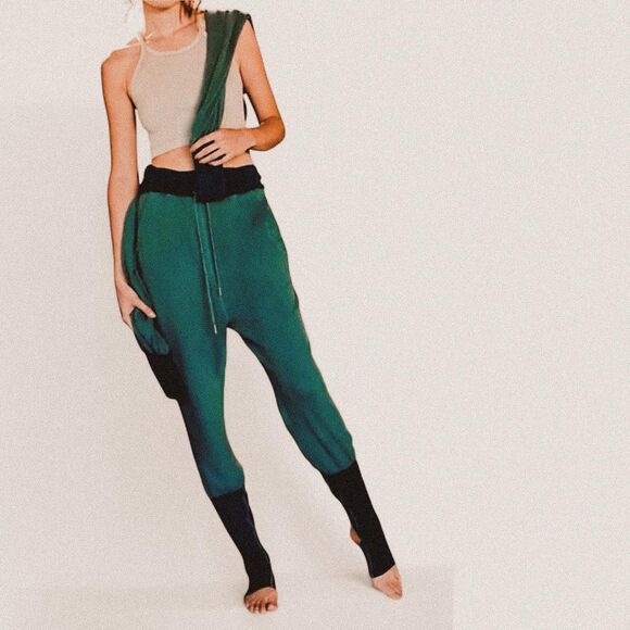 Free People FP Movement Teal “Meditate Me” Stirrup Harem Pants – Y2K Streetwear - Picture 1 of 8